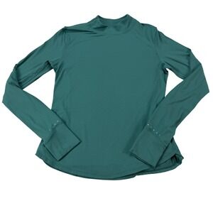 Lululemon Mock Neck Long Sleeve Running Top Green Thumbholes Size 8 LW3FYQS